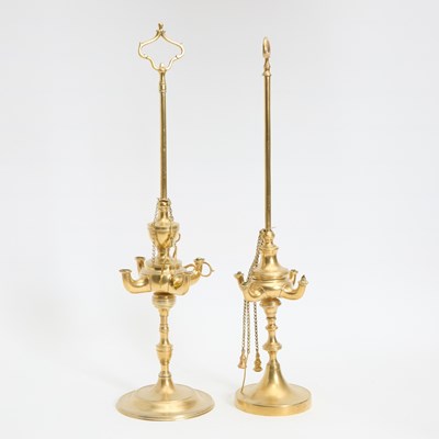 Lot 116 - Two Italian Brass Oil Lamps