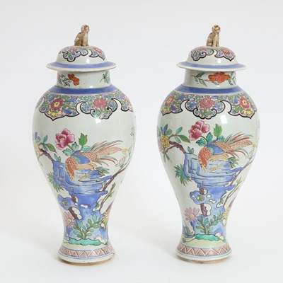 Lot 117 - Pair of Chinese Porcelain Covered Jars