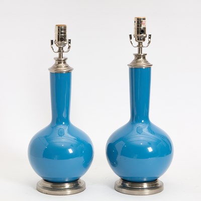 Lot 40 - Pair of Blue Glazed Porcelain Vases