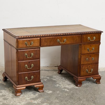 Lot 95 - George II Style Mahogany Double-Pedestal Desk