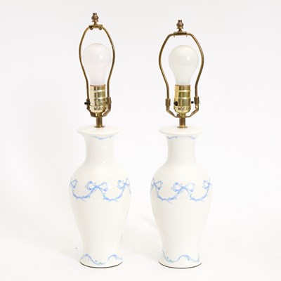 Lot 239 - Pair of Blue and White Porcelain Lamps