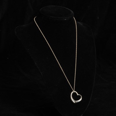 Lot 332 - Tiffany & Co. Sterling Elsa Petiti Open Heart Necklace