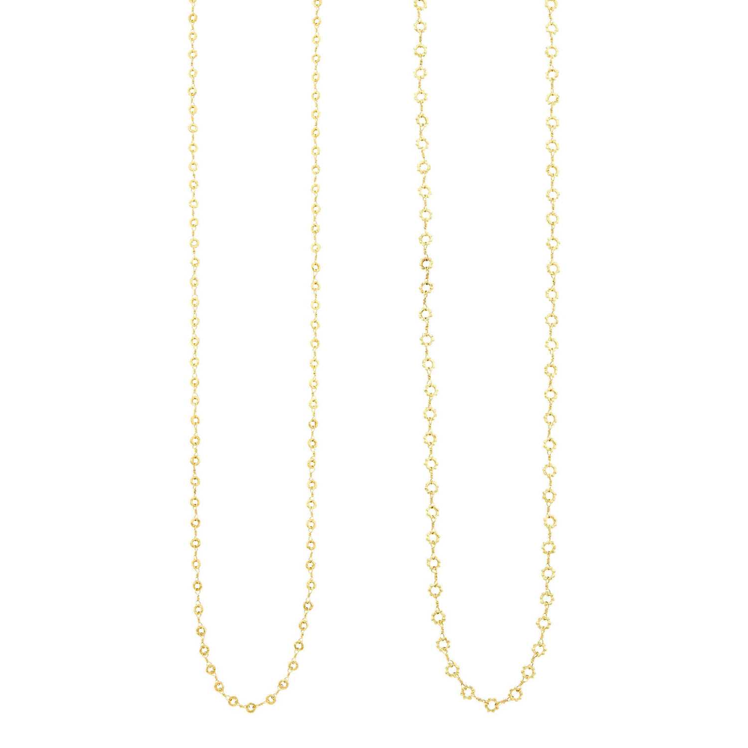 Lot 27 - Dominique Cohen Two Long Gold Chain Necklaces