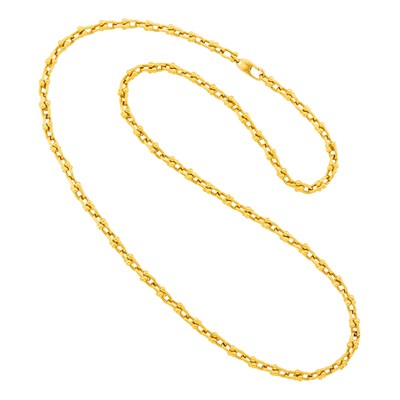 Lot 1182 - Long Gold Hob-Nail Chain Necklace