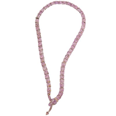 Lot 1056 - Margo de Taxco Long Silver and Enamel Snake Necklace