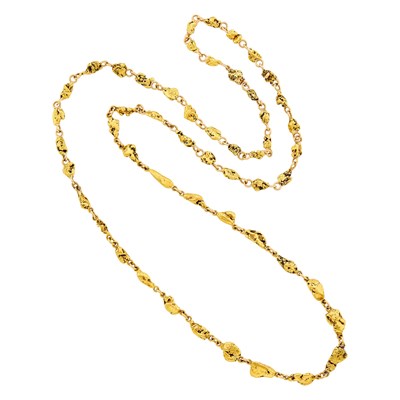 Lot 51 - Long Nugget Gold Chain Necklace