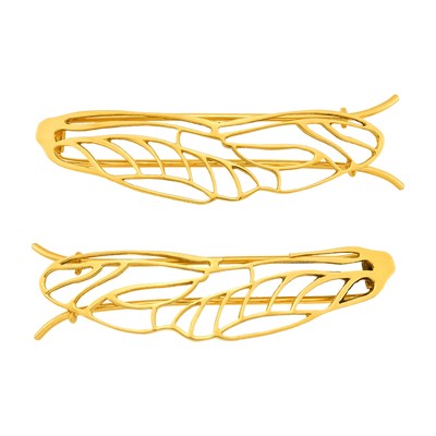 Lot 1005 - Tiffany & Co. Pair of Gold Dragonfly Wing Barrettes