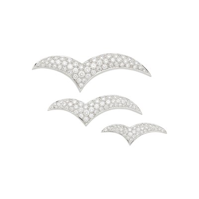 Lot 1064 - Hammerman Brothers Three Platinum, White Gold and Diamond Brooches