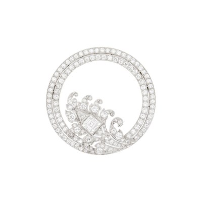 Lot 1193 - Platinum and Diamond Circle Brooch