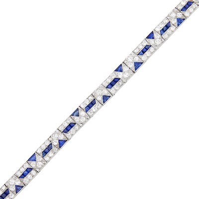 Lot 138 - Platinum, Sapphire and Diamond Bracelet, France