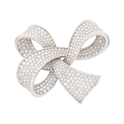 Lot 154 - Boucheron White Gold and Diamond Bow Clip-Brooch, France