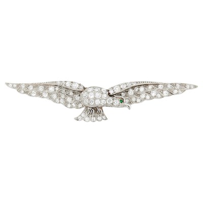 Lot 1199 - Antique Platinum, Gold and Diamond Eagle Brooch