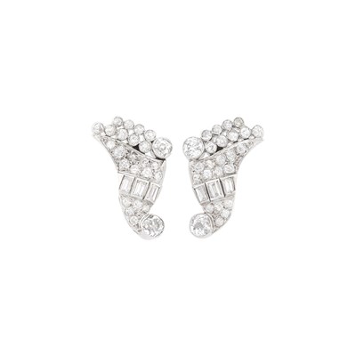 Lot 1191 - Pair of Platinum and Diamond Earrings
