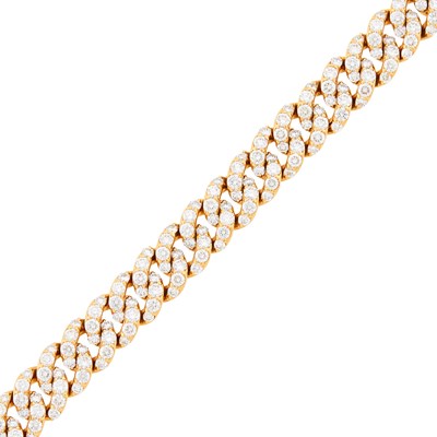 Lot 205 - Gold and Diamond Curb Link Bracelet