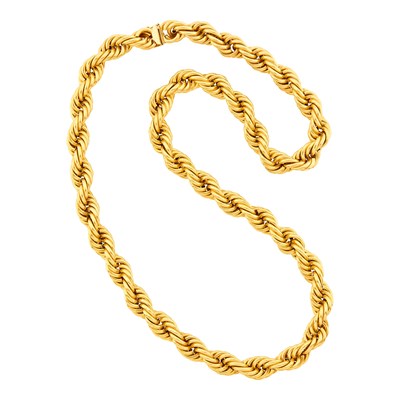 Lot 1179 - Long Gold Rope-Twist Chain Necklace