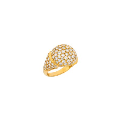 Lot 201 - Cartier Gold and Diamond Bombé Ring, France