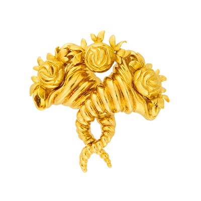 Lot 1012 - Tiffany & Co. Gold Cornucopia Brooch