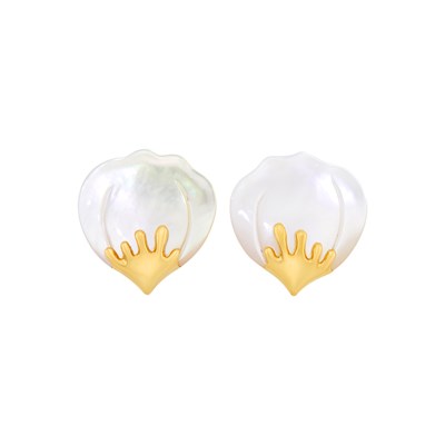 Lot 1006 - Tiffany & Co. Pair of Gold and Mother-of-Pearl Petal Earrings