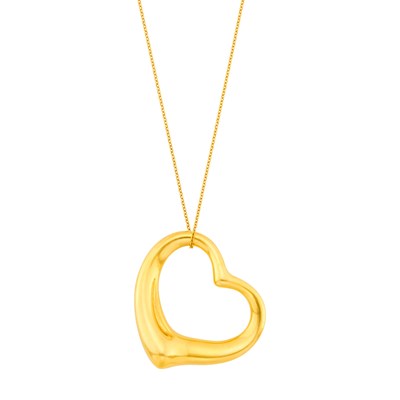 Lot 1017 - Tiffany & Co., Elsa Peretti Gold 'Open Heart' Pendant-Necklace