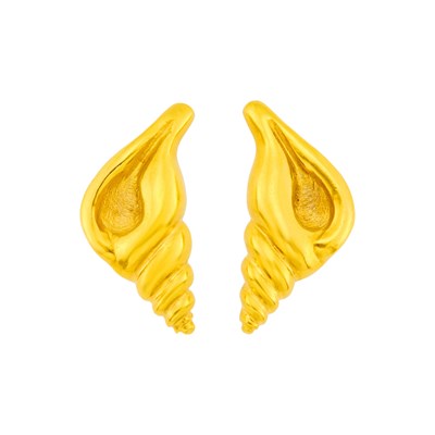 Lot 1033 - Ilias Lalaounis Pair of Gold Shell Earclips