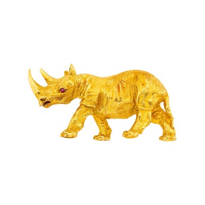 Lot 1030 - Tiffany & Co. Gold Rhinoceros Brooch
