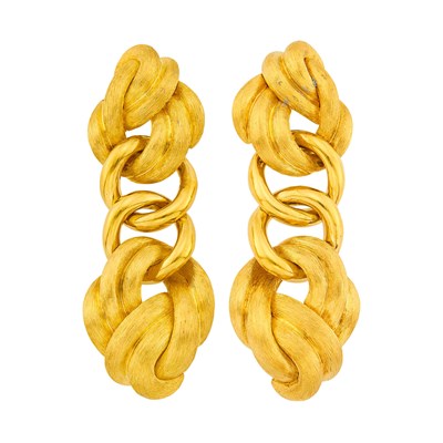 Lot 13 - Henry Dunay Pair of Gold Pendant-Earrings