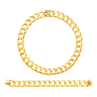 Lot 1176 - Gold Curb Link Necklace/Bracelet Combination