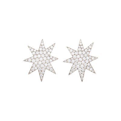 Lot 163 - Oscar Heyman & Brothers Pair of Platinum and Diamond Star Earrings