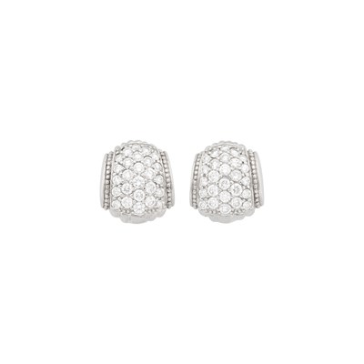Lot 1085 - Judith Ripka Pair of White Gold and Diamond Earrings