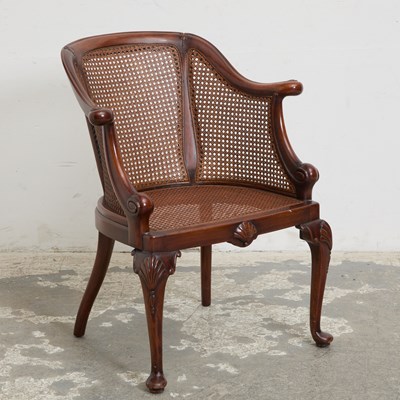 Lot 24 - George II Style Mahogany Caned Armchair