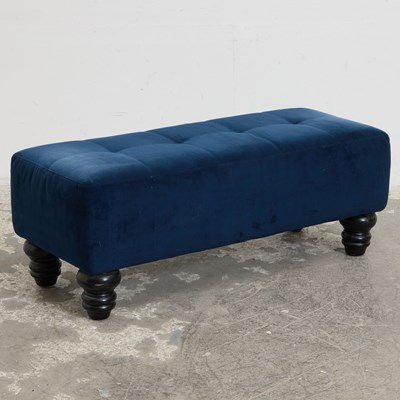 Lot 106 - Blue Velveteen Upholstered Bench