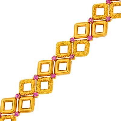 Lot Tiffany & Co. Gold and Ruby Bracelet