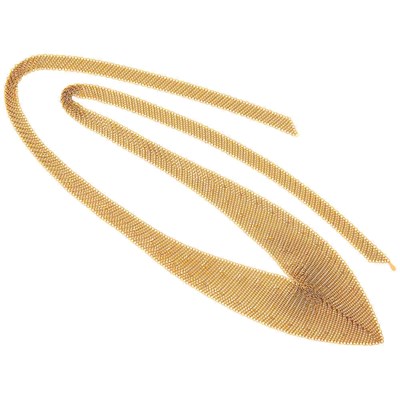Lot 90 - Tiffany & Co., Elsa Peretti Long Gold Mesh 'Scarf' Necklace