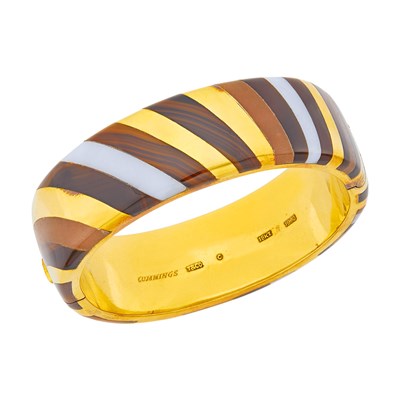 Lot 25 - Tiffany & Co., Angela Cummings Gold and Hardstone Cuff Bangle Bracelet