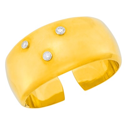 Lot 54 - Tiffany & Co., Paloma Picasso Gold, Platinum and Diamond Cuff Bangle Bracelet
