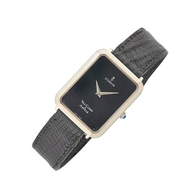 Lot 1084 - Corum White Gold Tank Wristwatch, Retailed by Van Cleef & Arpels