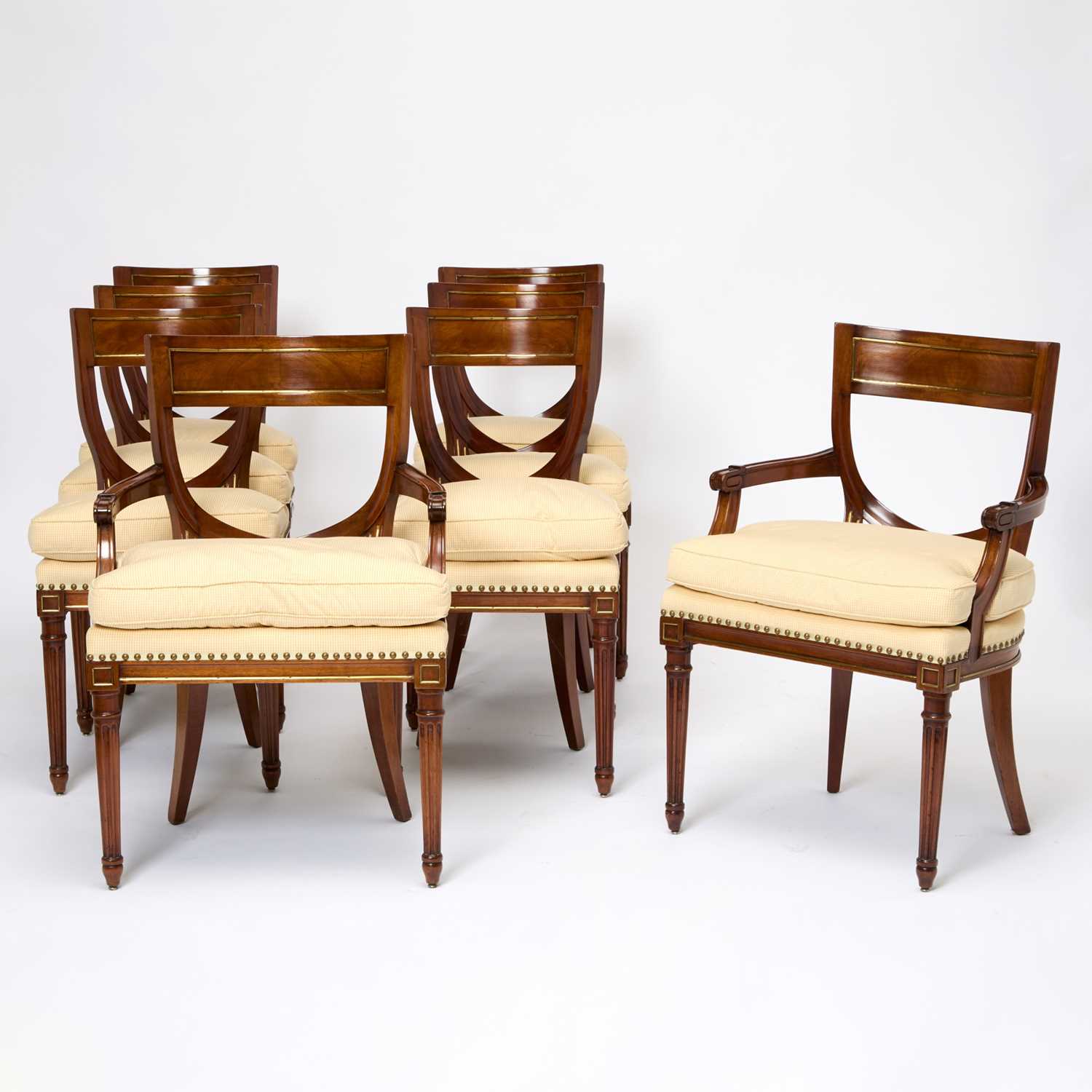 Lot Set of Eight Russian Neoclassical Mahogany Dining Chairs