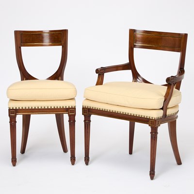 Lot Set of Eight Russian Neoclassical Mahogany Dining Chairs