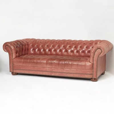 Lot 179 - Leather Upholstered Chesterfield Sofa