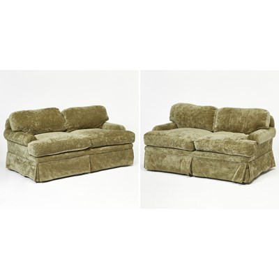 Lot 260 - Pair of Green Upholstered Beckenstein Settees