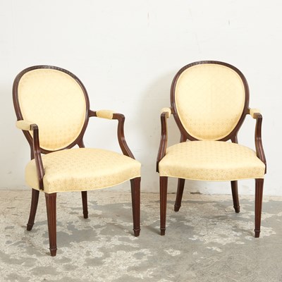 Lot 251 - Pair of George III Style Mahogany Upholstered Armchairs