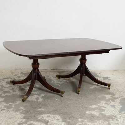Lot 219 - George III Style Inlaid Mahogany Two Pedestal Dining Table