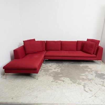 Lot 165 - Red Upholstered Sectional Sofa