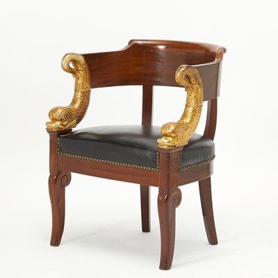 Lot 495 - Empire Parcel-Gilt Mahogany Armchair