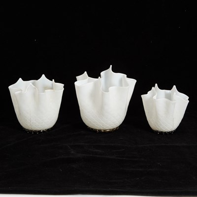 Lot 57 - Three Milk Glass Vases
