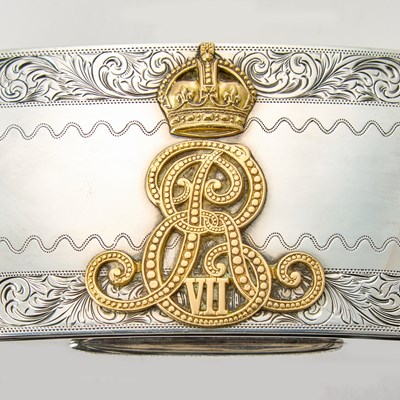 Lot 120 - English Sterling Silver Officer's Belt Pouch Mounted as a Cigarette Box