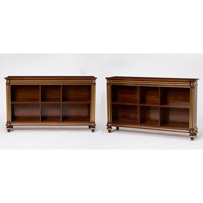 Lot 307 - Pair of Regency Style Parcel-Gilt Mahogany Bookcases