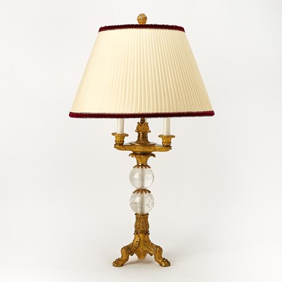 Lot 481 - Napoleon III Rock Crystal Mounted Gilt Bronze Three-Light Candelabrum