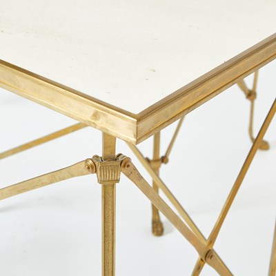 Lot 328 - Pair of Neoclassical Style Gilt-Metal and Marble Rectangular Side Tables