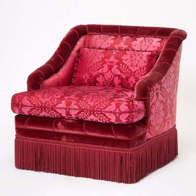 Lot 508 - French Pierre Frey Red Velvet Upholstered Club Chair